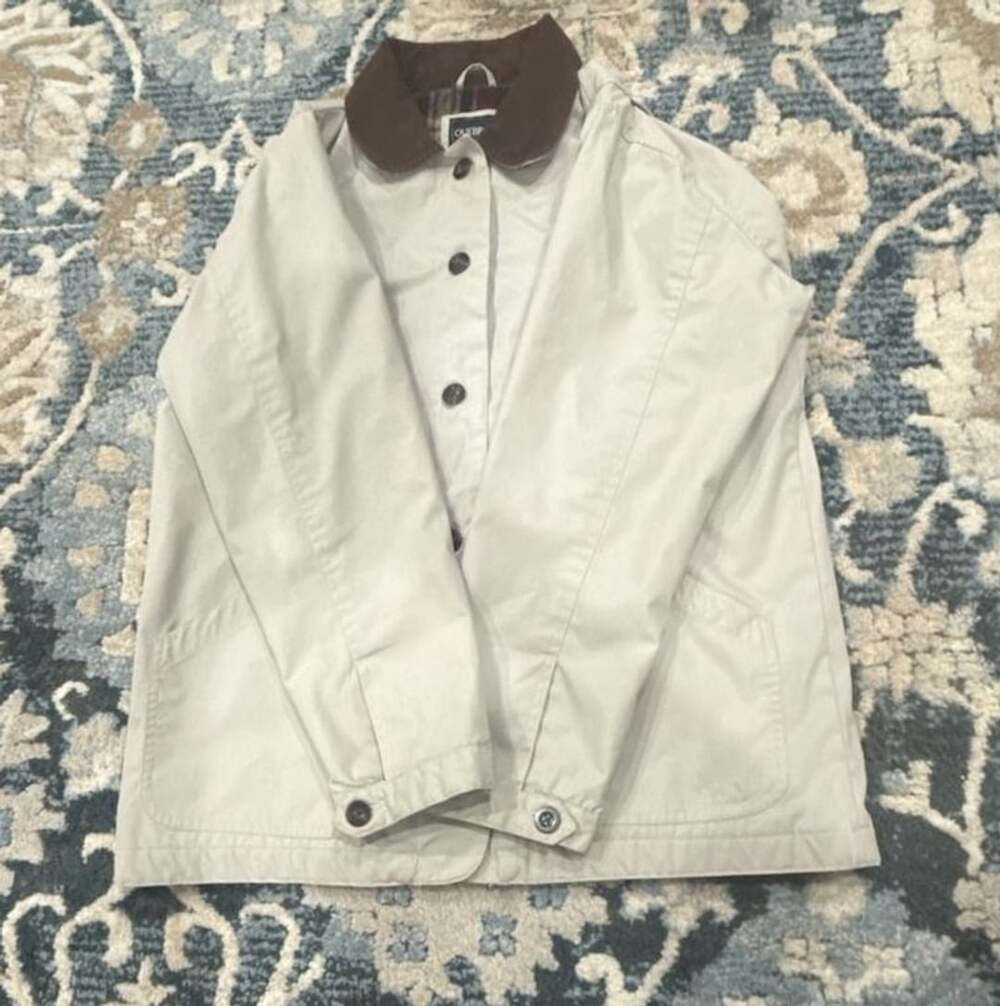 Outbrook Barn Jacket Size S(4/6) Beige Corduroy Collar Plaid Lining